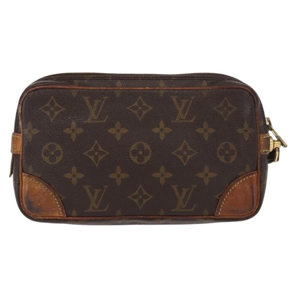 Louis Vuitton Monogram Marly Dragonne PM Clutch Bag Brown